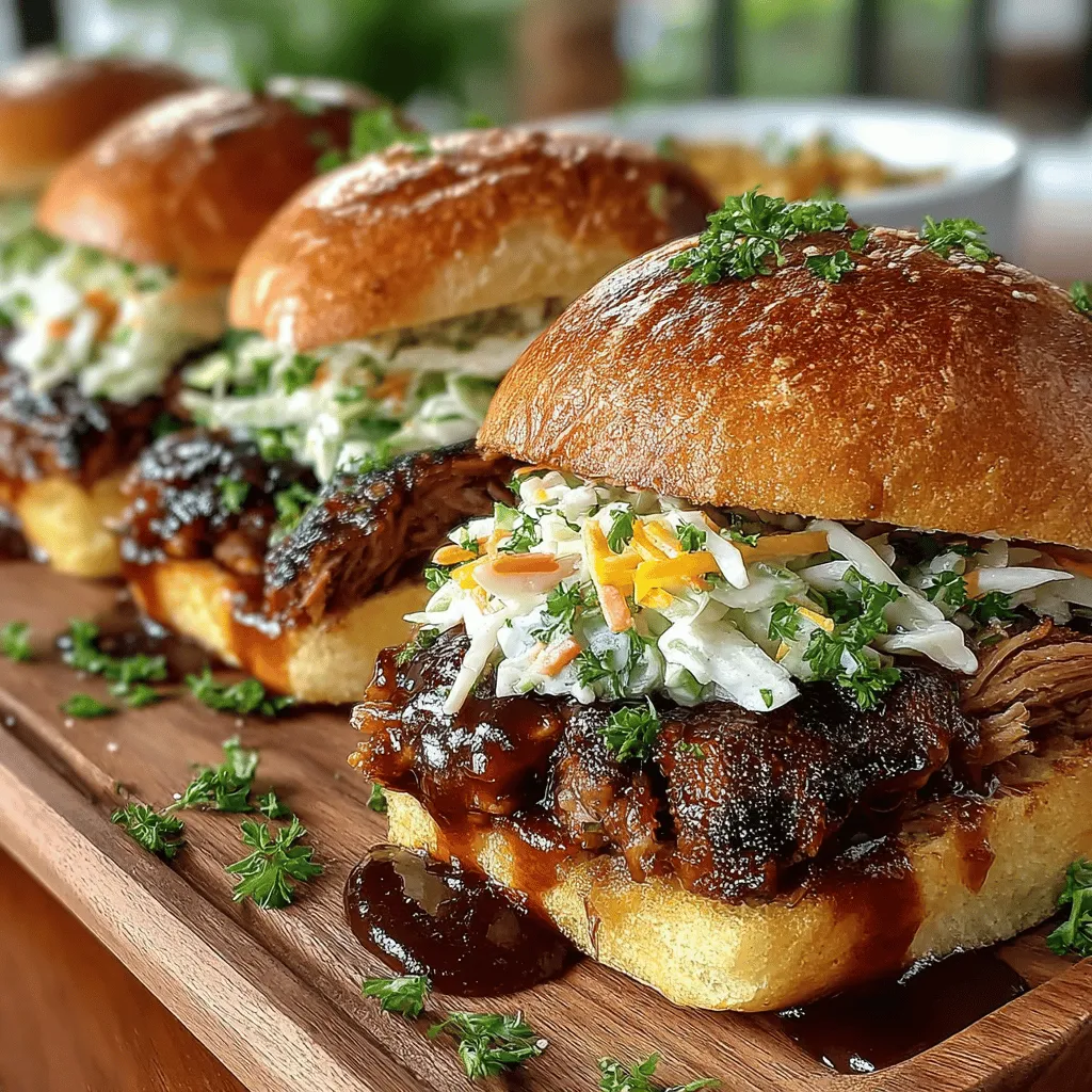 Smoky BBQ pulled pork sandwiches represent a cherished tradition in American cuisine, evoking memories of summer barbecues, family gatherings, and tailgate parties. This dish is beloved for its rich flavors, tender texture, and the ability to bring people together around a table. At the heart of these sandwiches is the succulent pulled pork, which is infused with a smoky barbecue flavor that tantalizes the taste buds. The use of a slow cooker makes this recipe not just delicious but also incredibly convenient, allowing you to prepare a satisfying meal with minimal effort.