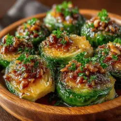 Maple Glazed Brussels with Candied Pecans