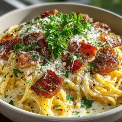 Carbonara Bliss with Crispy Bacon: A Culinary Delight