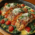 Creamy Tuscan Salmon with Spinach has emerged as a beloved dish in homes and restaurants alike, captivating palates with its rich flavors and vibrant presentation. This delectable recipe features succulent salmon fillets nestled in a luscious, creamy sauce infused with garlic, spinach, and sun-ripened tomatoes, making it a delightful addition to any dinner table. The combination of fresh ingredients and bold Italian flavors not only elevates the dish but also makes it a nutritious choice for health-conscious diners.