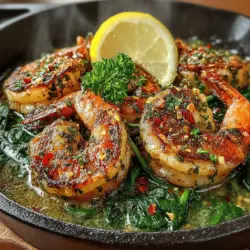 Zesty Lemon Garlic Shrimp Skillet with Spinach