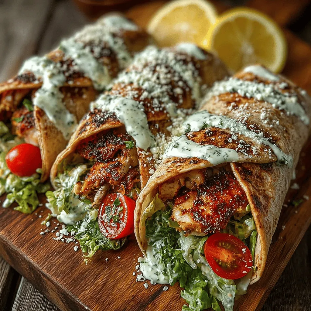 - 2 boneless, skinless chicken breasts - 2 tablespoons olive oil - 1 teaspoon garlic powder - 1 teaspoon paprika - Salt and pepper, to taste - 4 whole wheat tortillas - 2 cups romaine lettuce, chopped - 1 cup cherry tomatoes, halved - 1/4 cup grated Parmesan cheese - 1/3 cup Caesar dressing (light or regular)