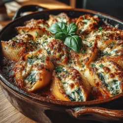 - 12 jumbo pasta shells - 2 cups fresh spinach, chopped - 1 cup ricotta cheese - 1 cup mozzarella cheese, shredded - 1/2 cup grated Parmesan cheese - 2 cloves garlic, minced - 1/4 teaspoon nutmeg - Salt and pepper to taste - 1 cup marinara sauce - Olive oil for sautéing - Fresh parsley, chopped (for garnish)