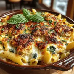 Cheesy Spinach & Chicken Pasta Bake