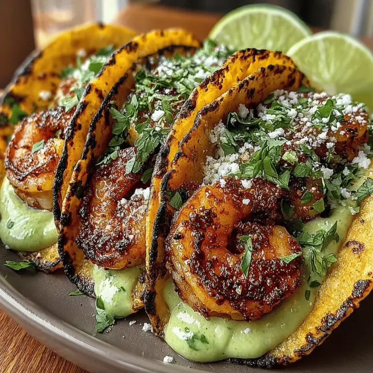 Zesty Shrimp Tacos with Creamy Avocado Lime Sauce is a culinary masterpiece that marries the vibrant flavors of the ocean with the fresh essence of garden ingredients. This dish is not just a meal; it's a celebration of taste that captures the essence of summer in every bite. With its delightful combination of succulent shrimp, zesty spices, and a creamy avocado lime sauce, these tacos are sure to entice anyone looking for a quick yet satisfying dinner option.
