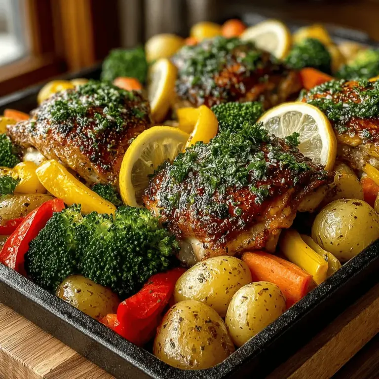 In the fast-paced world we live in, finding time to prepare nutritious meals can often feel like a daunting task. Enter the sheet pan meal—a culinary innovation that combines convenience with flavor, allowing you to whip up a delicious dinner without sacrificing time or taste. The Crunchy Herb-Infused Sheet Pan Chicken & Veggies is a standout example, seamlessly blending tender chicken with vibrant vegetables, all infused with aromatic herbs and spices. This recipe is not just easy to prepare; it’s also a pleasure to eat, making it an ideal choice for busy weeknights or leisurely weekend gatherings.