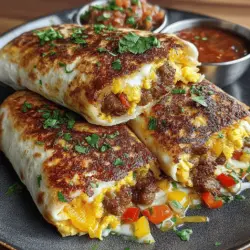 Cheesy Sausage Breakfast Burritos