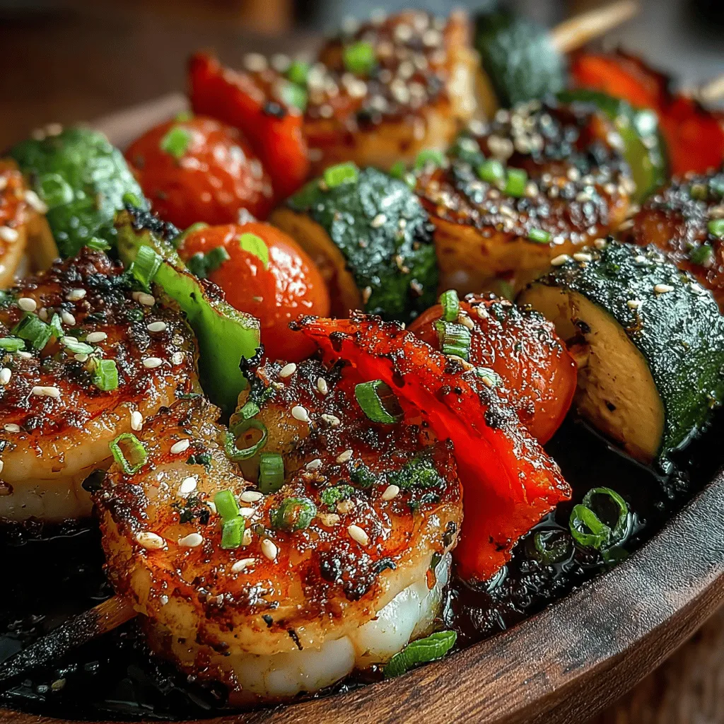 Grilling is a cherished cooking method that brings people together, and what better way to celebrate this tradition than with Savory Teriyaki Shrimp & Veggie Skewers? These delightful skewers are not only a feast for the eyes but also a treasure trove of flavors and nutrients. The combination of succulent shrimp marinated in a rich teriyaki sauce, paired with vibrant and crunchy vegetables, makes for a dish that is as versatile as it is delicious. Ideal for gatherings, weeknight dinners, or weekend barbecues, this recipe is quick to prepare, allowing you to spend more time enjoying the company of friends and family.