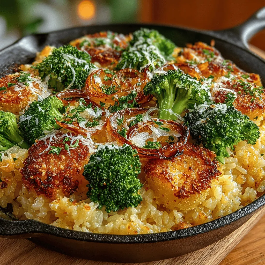 - 1 cup brown rice - 2 cups vegetable broth - 2 cups fresh broccoli florets - 1 cup sharp cheddar cheese, shredded - ½ cup Parmesan cheese, grated - 1 medium onion, diced - 2 cloves garlic, minced - 2 tablespoons olive oil - 1 teaspoon salt - ½ teaspoon black pepper - ½ teaspoon paprika (optional)