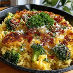- 1 cup brown rice - 2 cups vegetable broth - 2 cups fresh broccoli florets - 1 cup sharp cheddar cheese, shredded - ½ cup Parmesan cheese, grated - 1 medium onion, diced - 2 cloves garlic, minced - 2 tablespoons olive oil - 1 teaspoon salt - ½ teaspoon black pepper - ½ teaspoon paprika (optional)