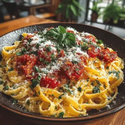 - 8 ounces of pasta (fettuccine or penne) - 2 tablespoons of olive oil - 3 cloves of fresh garlic, minced - 1 can (14.5 ounces) of diced tomatoes - 1 cup of heavy cream - 1 cup of fresh basil leaves, chopped - 1 teaspoon of dried oregano - 1/4 teaspoon of red pepper flakes (optional) - 1/2 cup of grated Parmesan cheese - Salt and pepper to taste