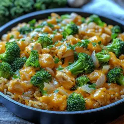 In the hustle and bustle of modern life, finding time to prepare a nutritious meal can feel like an overwhelming task. Enter the Cheesy Broccoli and Chicken Rice Skillet—a delightful one-pan dish that perfectly balances protein, vegetables, and carbohydrates, making it an appealing option for those looking for a wholesome dinner without excessive prep time. This recipe is not only delicious but also satisfies the cravings for comfort food with its creamy texture and savory flavors.