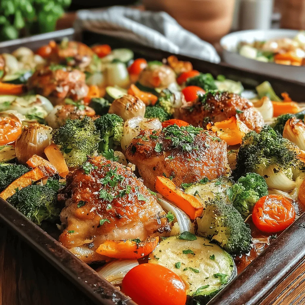 In today's fast-paced world, finding a healthy, delicious, and easy-to-make dinner option can be a challenge. Enter the Sheet Pan Veggie Delight with Chicken—a vibrant dish that combines tender chicken thighs with a colorful medley of vegetables, all roasted to perfection on a single sheet pan. This recipe is not only a feast for the eyes but also a nutritious meal that can be prepared in about 30 minutes.