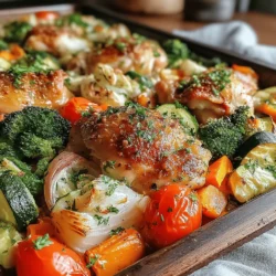 In today's fast-paced world, finding a healthy, delicious, and easy-to-make dinner option can be a challenge. Enter the Sheet Pan Veggie Delight with Chicken—a vibrant dish that combines tender chicken thighs with a colorful medley of vegetables, all roasted to perfection on a single sheet pan. This recipe is not only a feast for the eyes but also a nutritious meal that can be prepared in about 30 minutes.