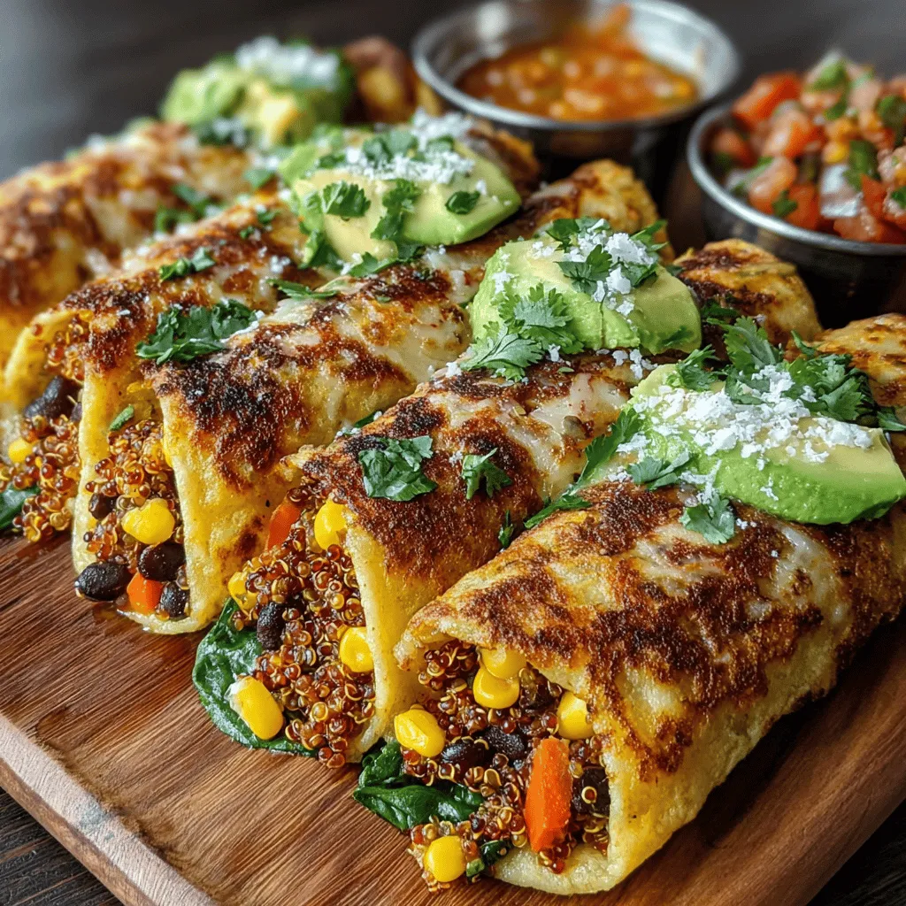 - 4 whole wheat tortillas - 1 cup cooked quinoa - 1 can black beans, rinsed and drained - 1 cup bell peppers, diced (any color) - 1 cup carrots, grated - 1 cup corn (fresh or frozen) - 2 cups fresh spinach, chopped - 1 avocado, sliced - 1/2 cup Greek yogurt or sour cream - 1 teaspoon cumin - Salt and pepper to taste - Fresh lime juice (optional)