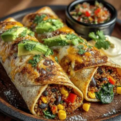 - 4 whole wheat tortillas - 1 cup cooked quinoa - 1 can black beans, rinsed and drained - 1 cup bell peppers, diced (any color) - 1 cup carrots, grated - 1 cup corn (fresh or frozen) - 2 cups fresh spinach, chopped - 1 avocado, sliced - 1/2 cup Greek yogurt or sour cream - 1 teaspoon cumin - Salt and pepper to taste - Fresh lime juice (optional)