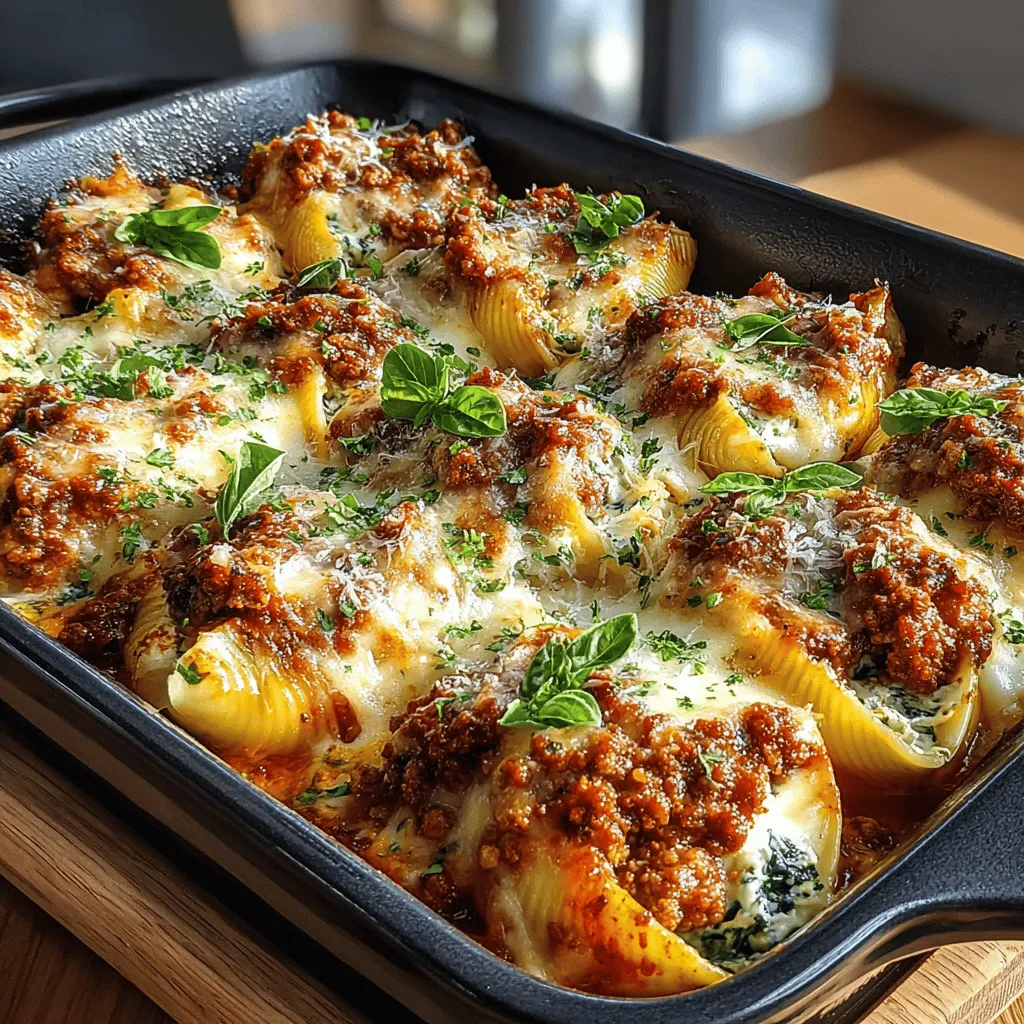 - 12 jumbo pasta shells - 1 pound ground turkey - 2 cups fresh spinach, chopped - 1 cup ricotta cheese - 1 cup shredded mozzarella cheese - 1/2 cup grated Parmesan cheese - 2 cups marinara sauce - 1 teaspoon Italian seasoning - 1 teaspoon garlic powder - Salt and pepper to taste - Olive oil for cooking