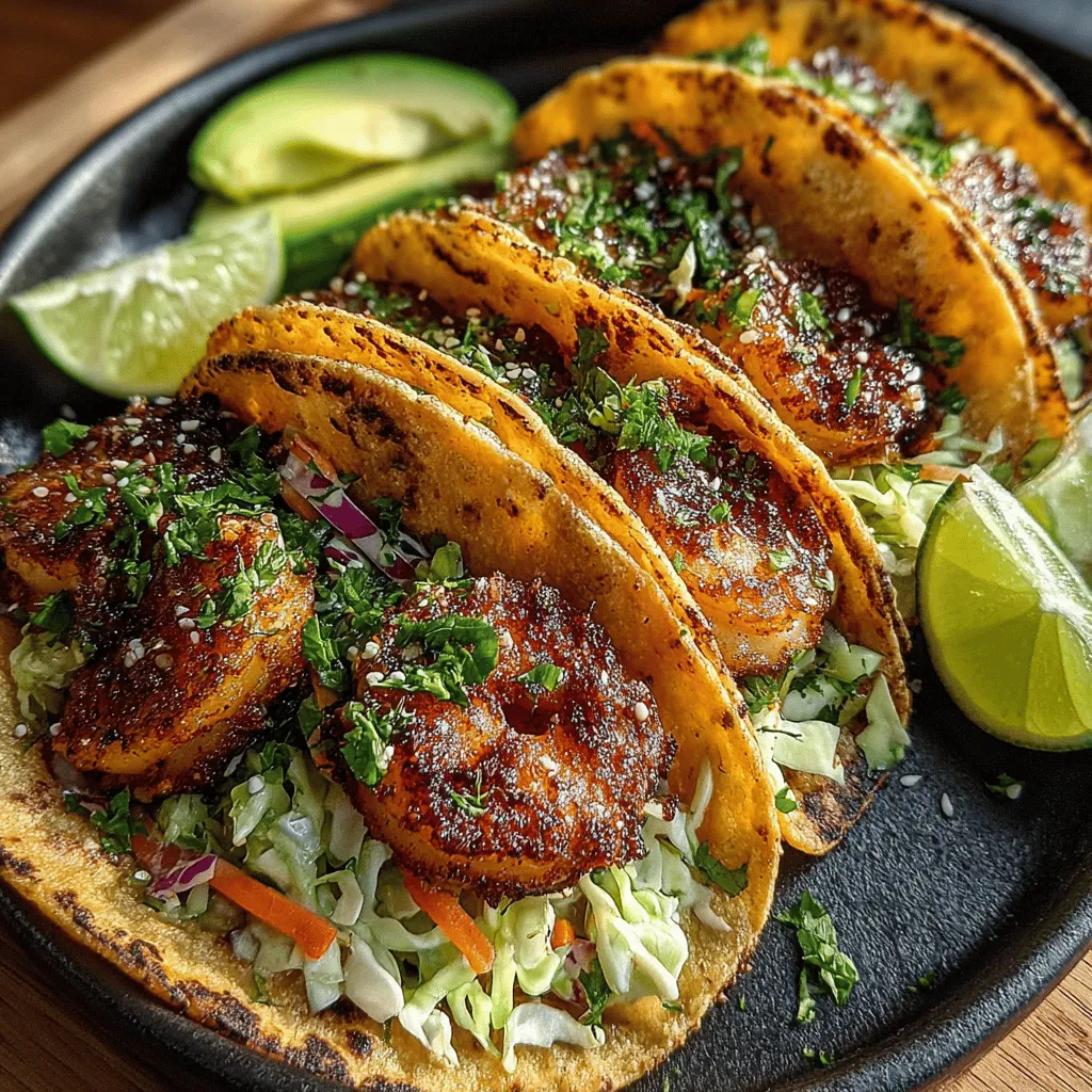 - 1 pound large shrimp, peeled and deveined - 2 tablespoons olive oil - 1 teaspoon chili powder - 1 teaspoon paprika - 1 teaspoon garlic powder - 1 teaspoon ground cumin - Salt and pepper to taste - 1 cup green cabbage, finely shredded - 1 cup red cabbage, finely shredded - 1/2 cup fresh cilantro, chopped - 1 lime, juiced - 1/4 cup mayonnaise (optional) - 8 small corn tortillas