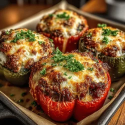 - 4 large bell peppers (any color) - 1 pound ground beef (85% lean recommended) - 2 cups fresh spinach, chopped - 1 cup cooked rice (white or brown) - 1 medium onion, diced - 2 cloves garlic, minced - 1 can (14.5 ounces) diced tomatoes, drained - 1 teaspoon Italian seasoning - 1 teaspoon salt - ½ teaspoon black pepper - ½ cup shredded cheese (optional, for topping) - Olive oil for cooking