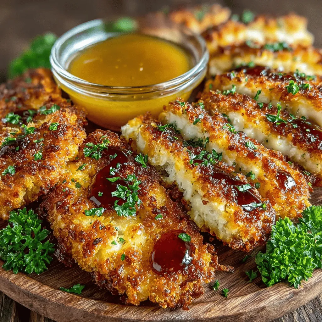 - 1 pound chicken tenderloins - 1 cup buttermilk - 1 teaspoon garlic powder - 1 teaspoon onion powder - 1 teaspoon smoked paprika - 1 teaspoon salt - 1/2 teaspoon black pepper - 1 cup panko breadcrumbs - Optional: chopped parsley for garnish