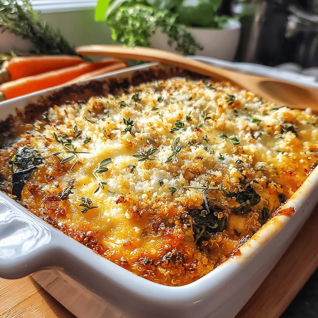 The Savory Cheesy Quinoa and Spinach Casserole is a delightful and healthy meal option that beautifully combines the goodness of quinoa, fresh spinach, and a medley of cheeses. This casserole is not only delicious but also packed with nutrients, making it an excellent choice for families, health-conscious individuals, and anyone craving a satisfying vegetarian dish.