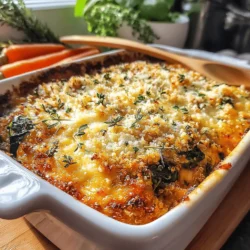 The Savory Cheesy Quinoa and Spinach Casserole is a delightful and healthy meal option that beautifully combines the goodness of quinoa, fresh spinach, and a medley of cheeses. This casserole is not only delicious but also packed with nutrients, making it an excellent choice for families, health-conscious individuals, and anyone craving a satisfying vegetarian dish.