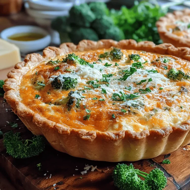 Quiche is a delightful dish that seamlessly transitions from breakfast to lunch or dinner, making it a beloved staple in many households. The Cheesy Broccoli Bliss Quiche stands out with its harmonious combination of comforting flavors and nutritious ingredients, making it an ideal choice for families on the go or for special gatherings. Its easy preparation and quick cooking time further enhance its appeal, ensuring that you can enjoy a delicious meal without spending hours in the kitchen.