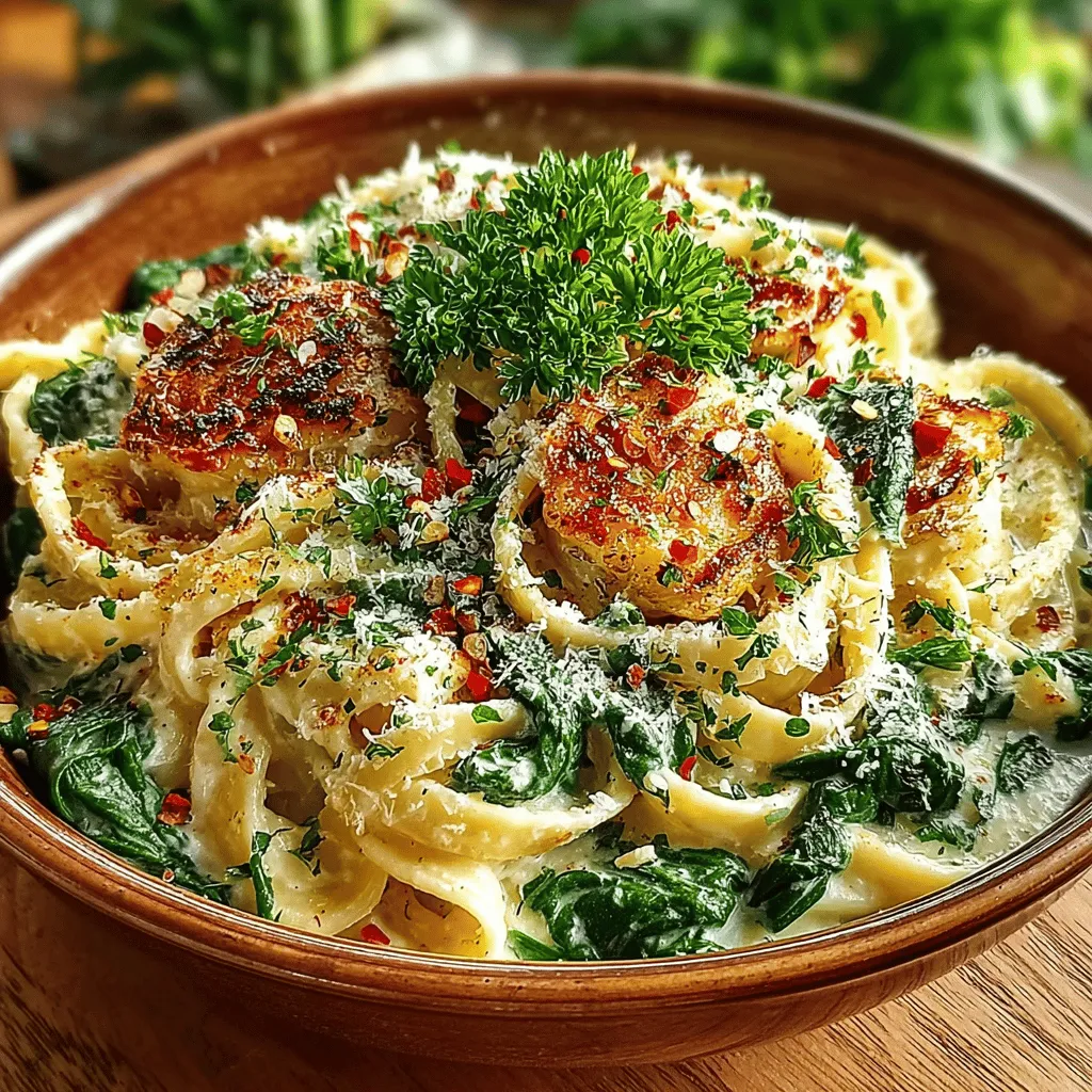 Creamy Garlic Parmesan Pasta with Spinach is a dish that embodies comfort and satisfaction, making it an ideal choice for any day of the week. This recipe combines the rich flavors of garlic and Parmesan cheese with the vibrant green of fresh spinach, creating a meal that is both delicious and visually appealing. The simplicity of the preparation process means that even novice cooks can whip up this delightful pasta dish in no time. Additionally, the inclusion of spinach not only enhances the dish's aesthetic but also adds a plethora of health benefits, providing essential vitamins and minerals. Versatile in nature, this creamy pasta can be served as a hearty main course or as a delightful side dish to complement a variety of meals.