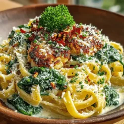 Creamy Garlic Parmesan Pasta with Spinach is a dish that embodies comfort and satisfaction, making it an ideal choice for any day of the week. This recipe combines the rich flavors of garlic and Parmesan cheese with the vibrant green of fresh spinach, creating a meal that is both delicious and visually appealing. The simplicity of the preparation process means that even novice cooks can whip up this delightful pasta dish in no time. Additionally, the inclusion of spinach not only enhances the dish's aesthetic but also adds a plethora of health benefits, providing essential vitamins and minerals. Versatile in nature, this creamy pasta can be served as a hearty main course or as a delightful side dish to complement a variety of meals.